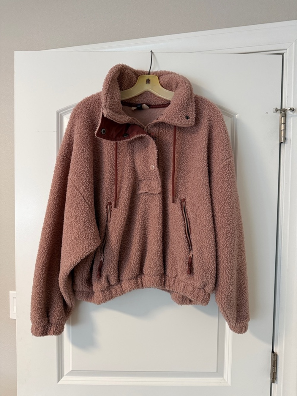 Cozy Sherpa Pullover Jacket - Dusty Rose